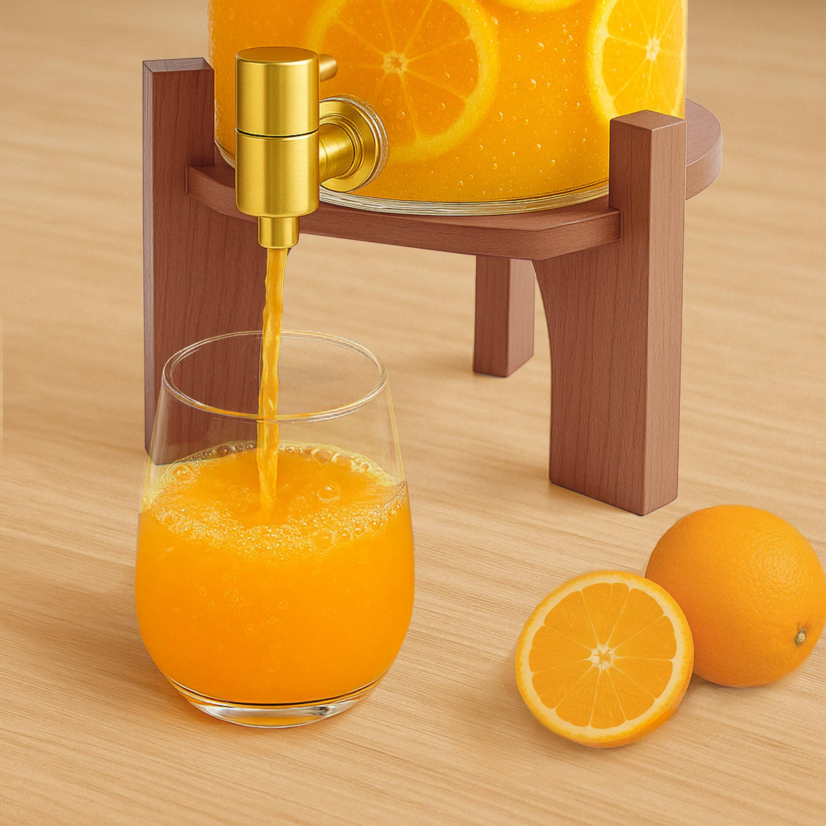1.5 Gallon Glass Beverage Dispenser with Stand O432
