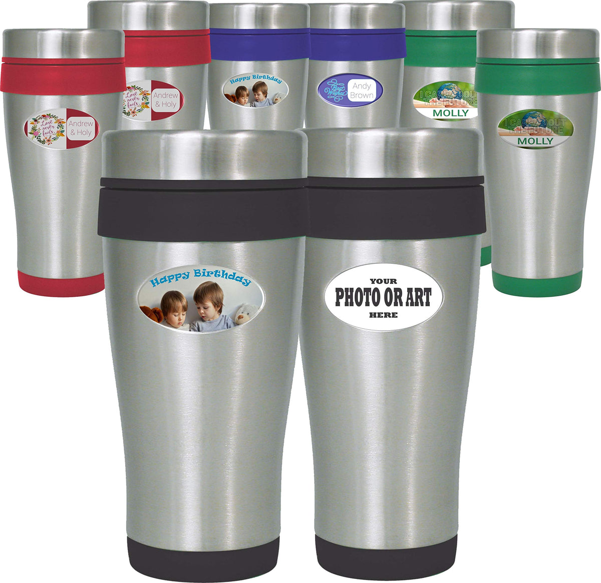 16 oz Stainless Steel Insulated Travel Mugs with Lid H383589