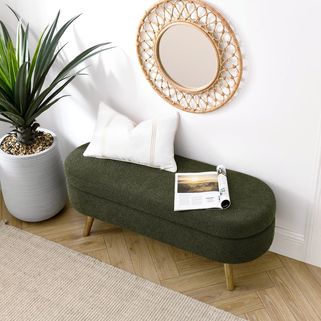 Oval Storage Bench with Rubber Wood Legs R89003
