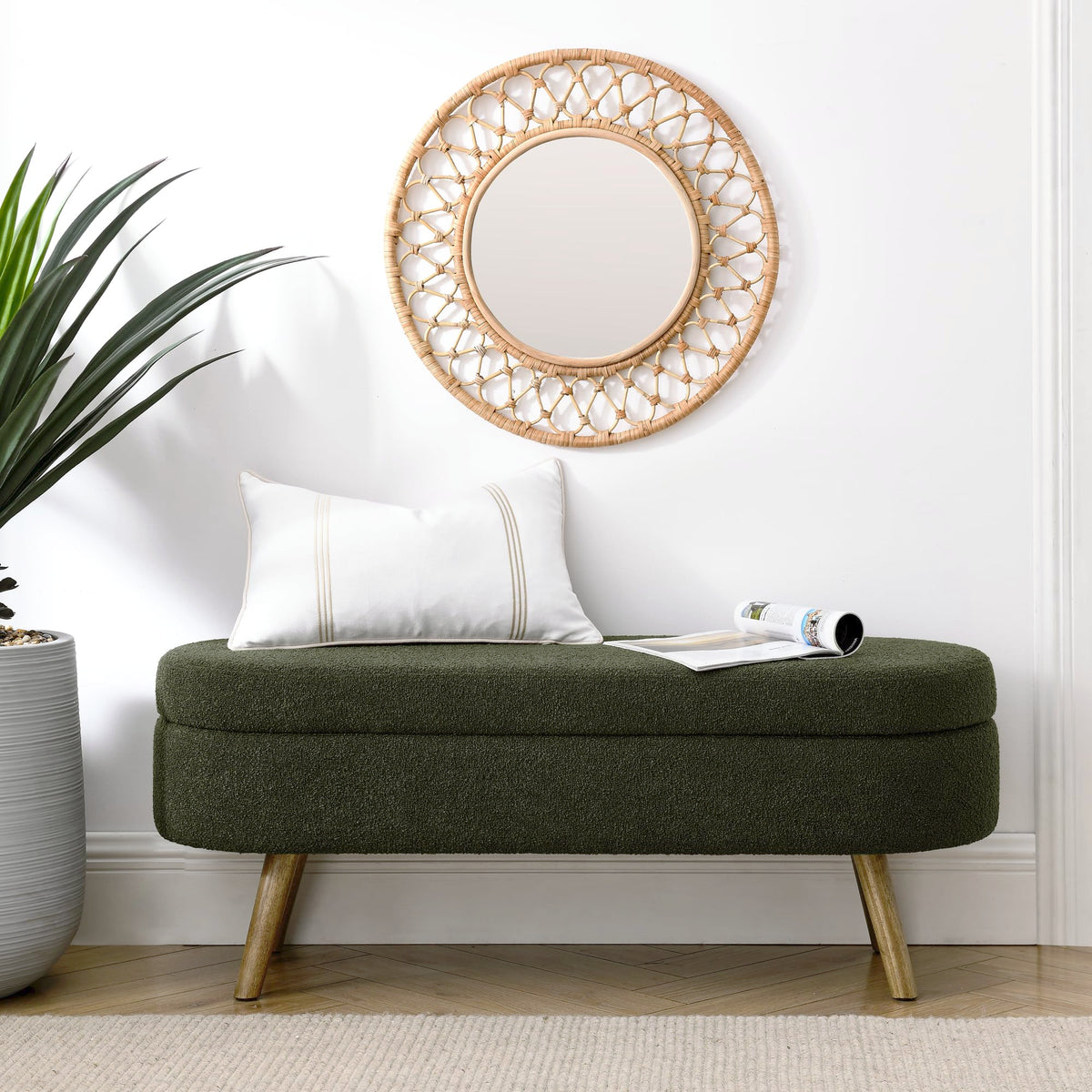 Oval Storage Bench with Rubber Wood Legs R89003