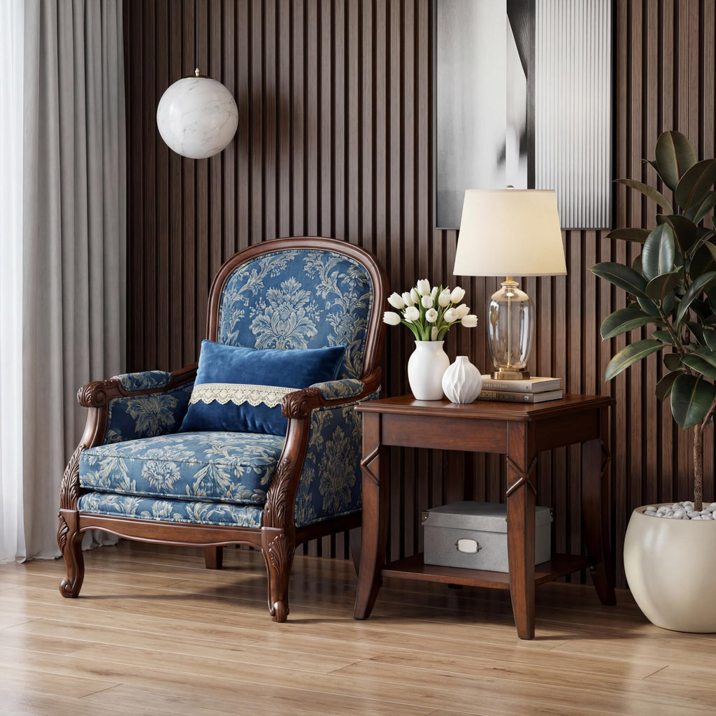 Solid Wood End Table with Storage Shelf M2672