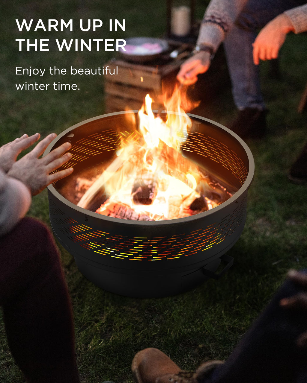 32" Round Wood Burning Fire Pit with Cooking Grill E51331