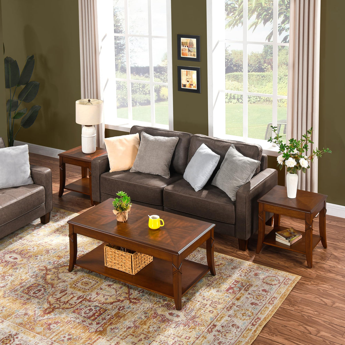 Solid Wood End Table with Storage Shelf M2672