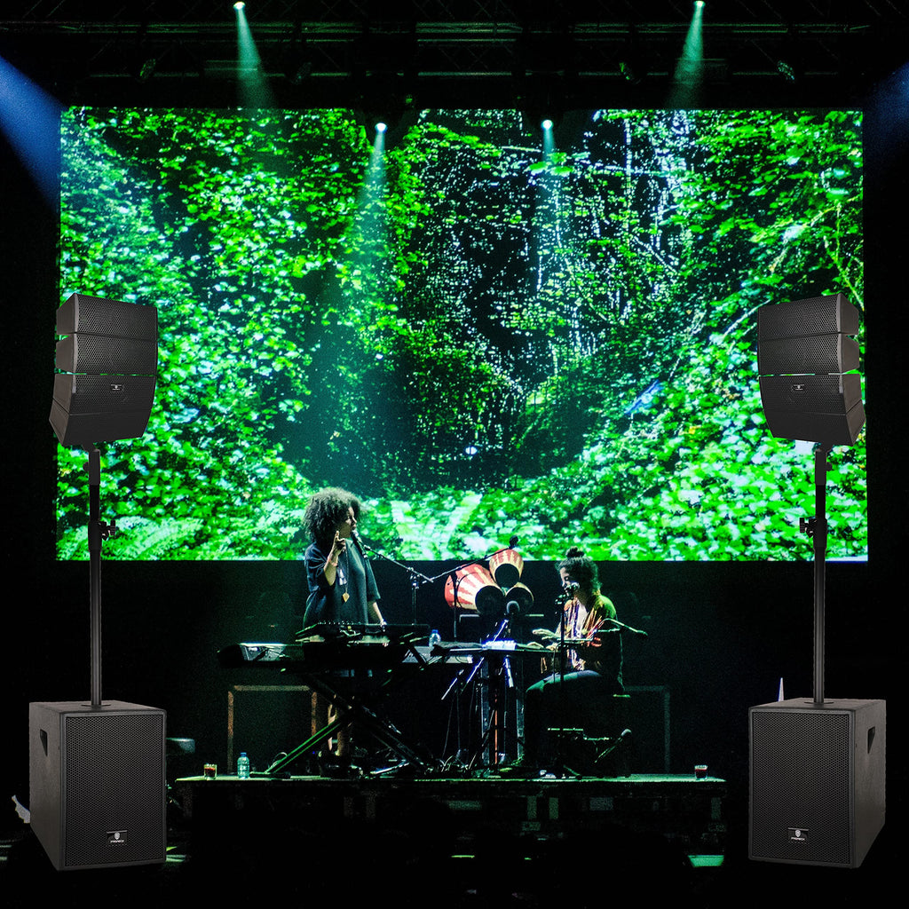 4000W PA Speaker System Combo Set with Two 12 Inch Subwoofers and 8 Line Array Speakers X7118